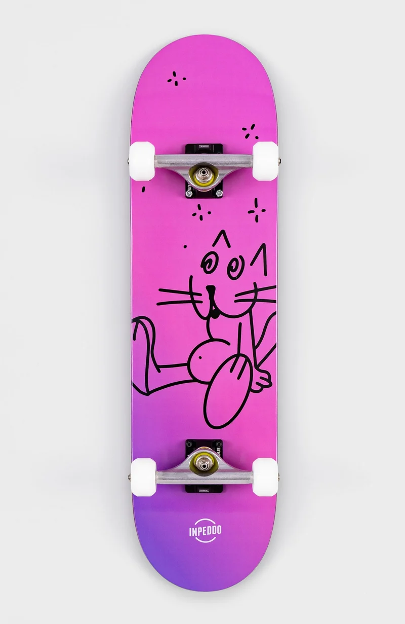 BOOZE CAT Pink - Mid-sizes Skateboard complete