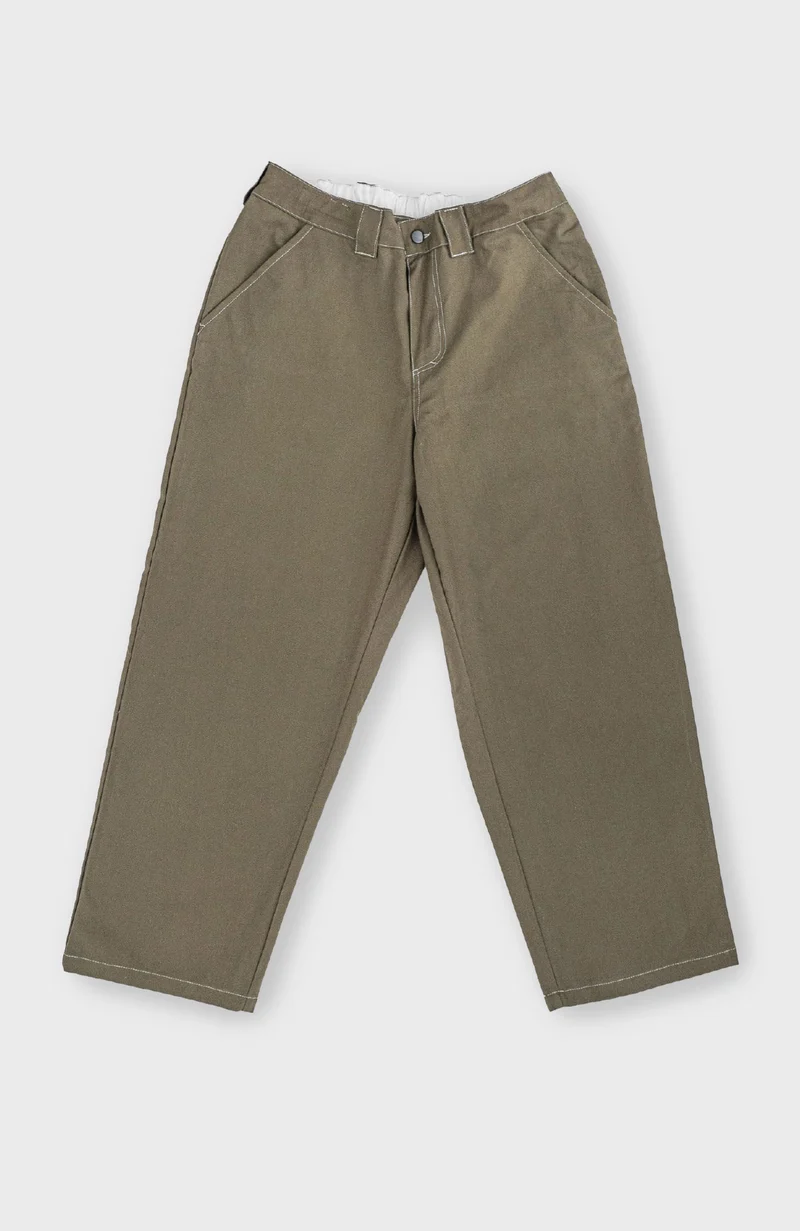 Poet Pants - Olive Canvas w. White Seams