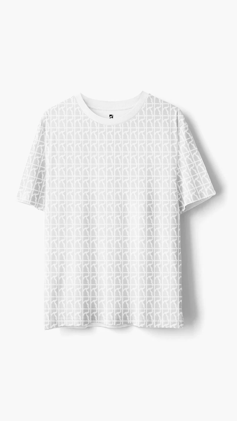 Logo Pattern, T-Shirt - White / Grey