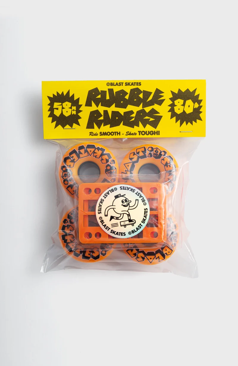 RUBBLE RIDERS PACK, 58mm 80A soft (mit 1/4'' Riser Pads)