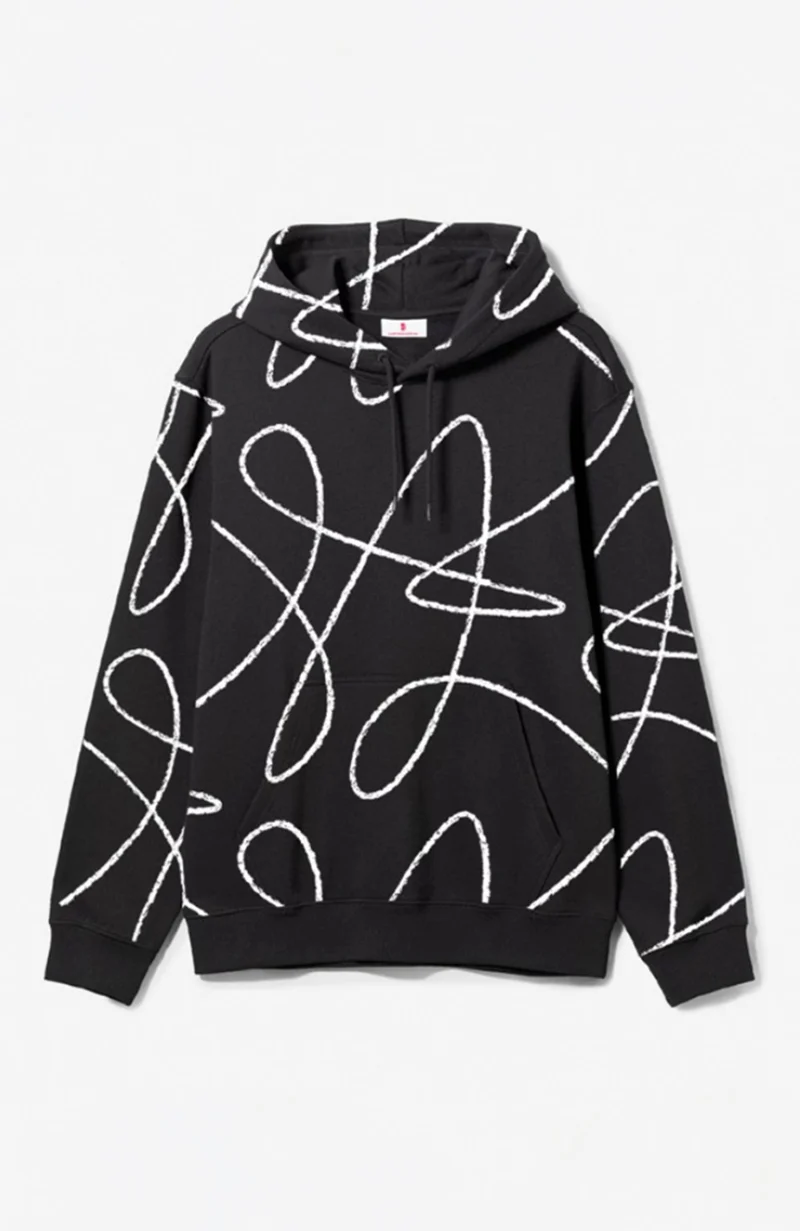 Doodle Pattern Hoodie - Black