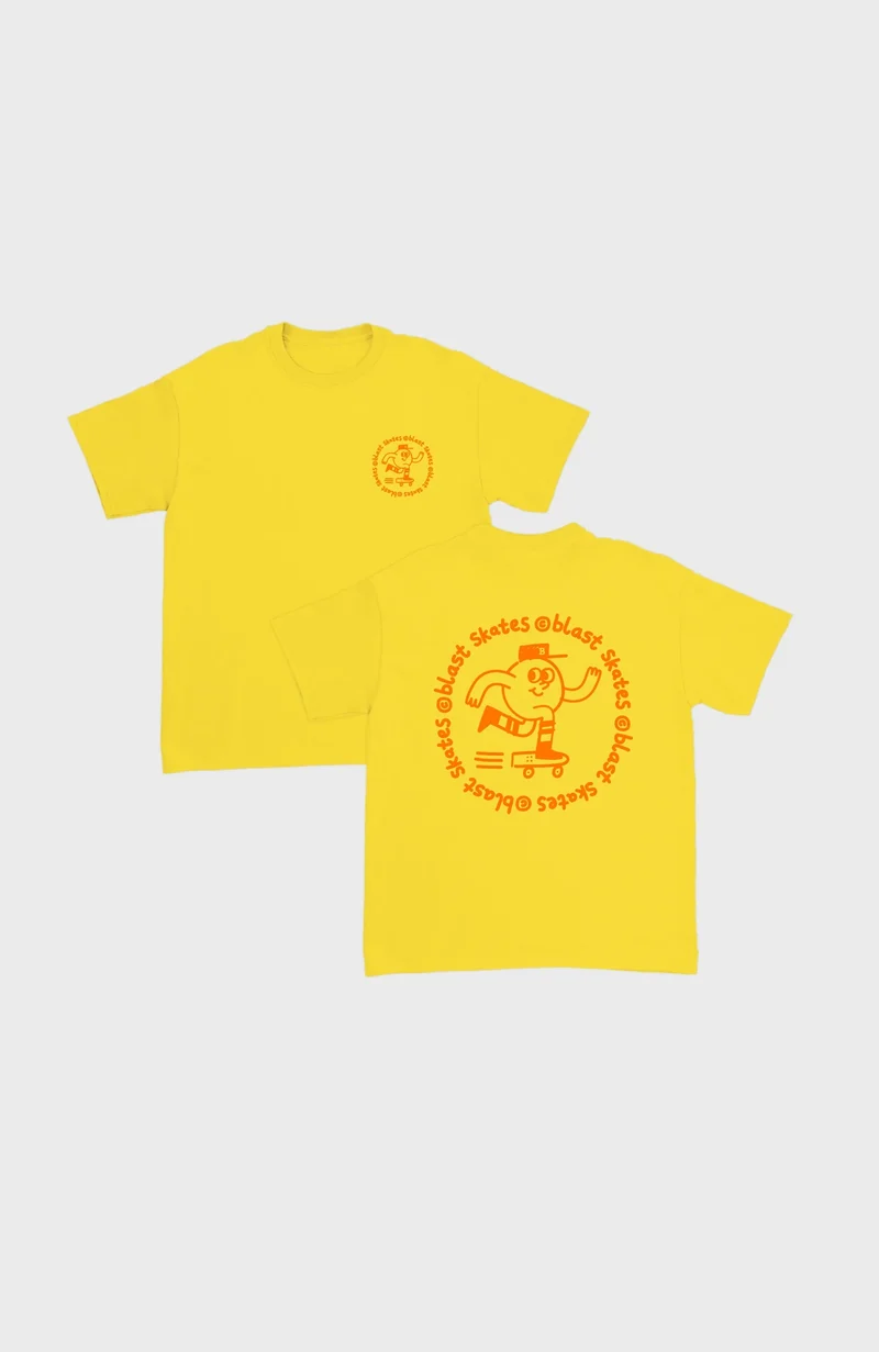 JUNIOR ROUND LOGO T-shirt YELLOW, kid sized - Orange print