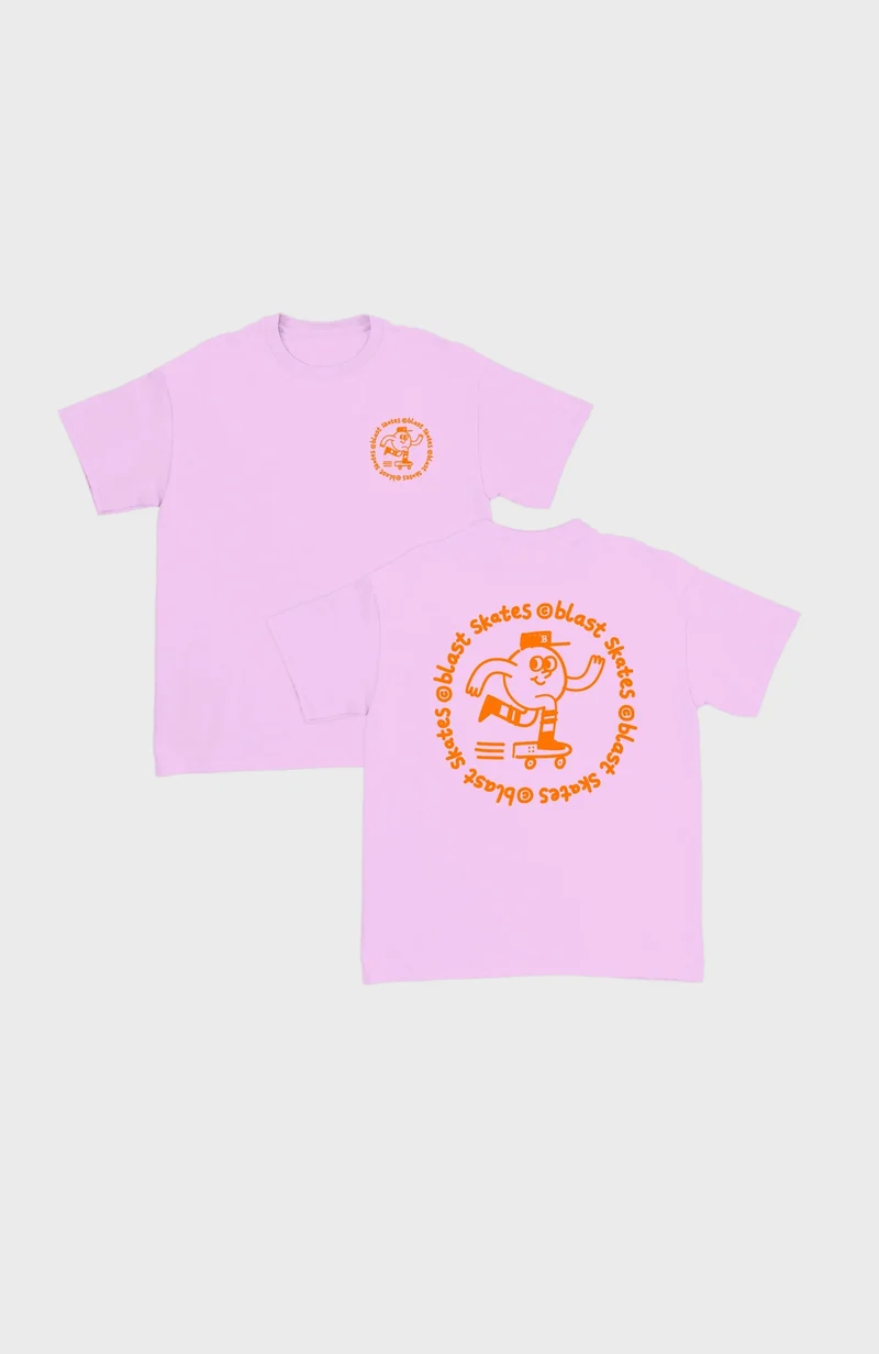 JUNIOR ROUND LOGO T-shirt PINK, kid sized - Orange print