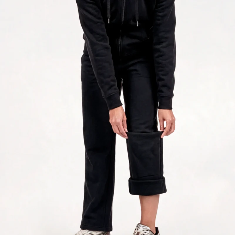 Jogginghose mit weitem Bein Damen | Schwarz