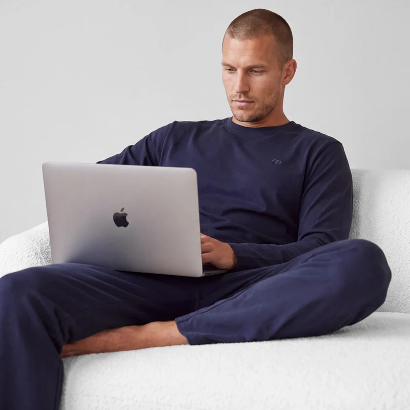 Schlafanzug Set Herren lang | Dunkelblau