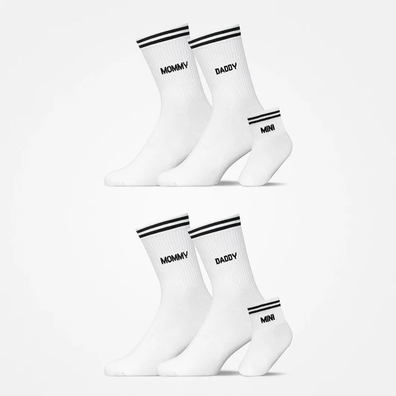Familiensocken „Mommy, Daddy, Mini“ | Weiß
