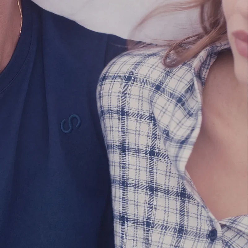 Flanell Schlafanzug Set Herren | Dunkelblau-Weiß kariert