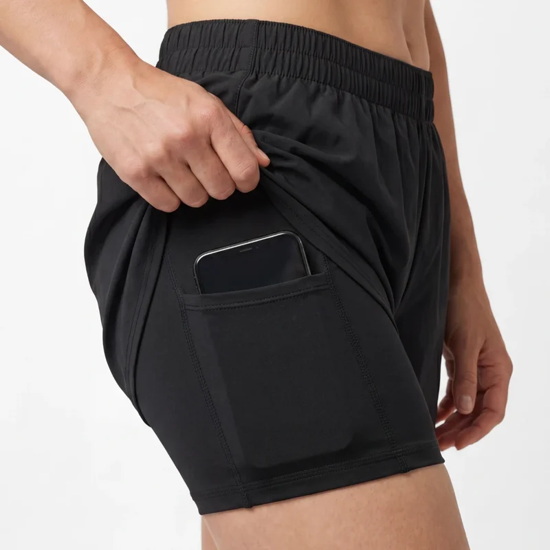 2 in 1 Sport Shorts Damen | Schwarz
