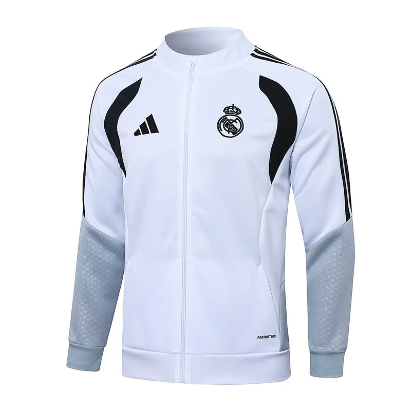 Real Madrid Trainingsanzug 26/27 Jacke Weiß und Hose Schwarz