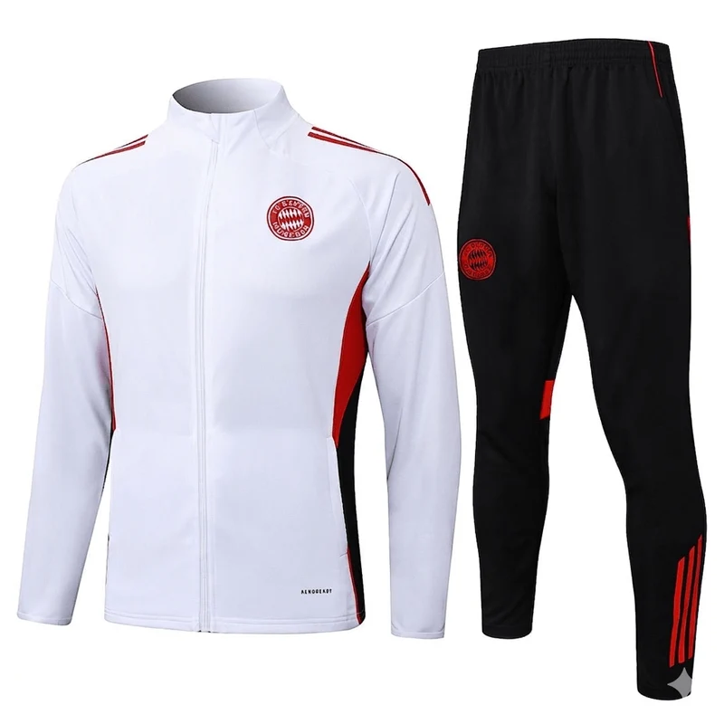 Bayern München Trainingsanzug 25/26 Jacke Weiß und Hose Schwarz