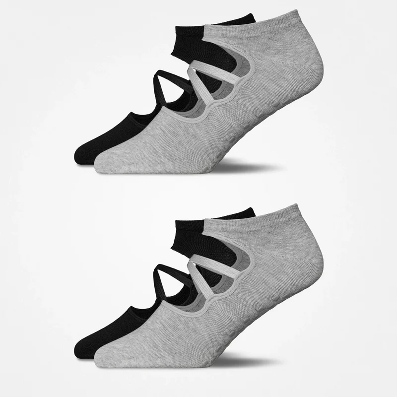 Pilates Socken mit Riemchen | Mix (Schwarz/Grau)