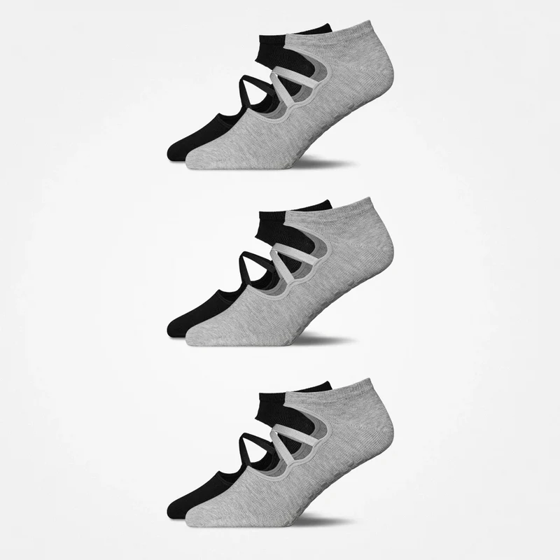Pilates Socken mit Riemchen | Mix (Schwarz/Grau)