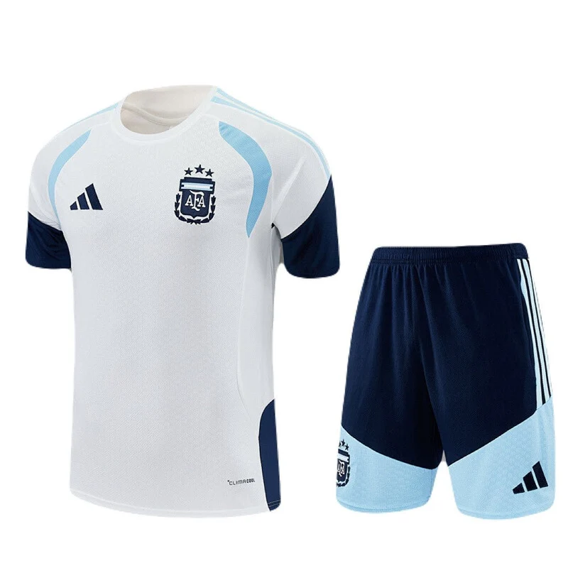 Kinder-Set Argentinien Training 26/27 Trikot Weiß Und Shorts Blau