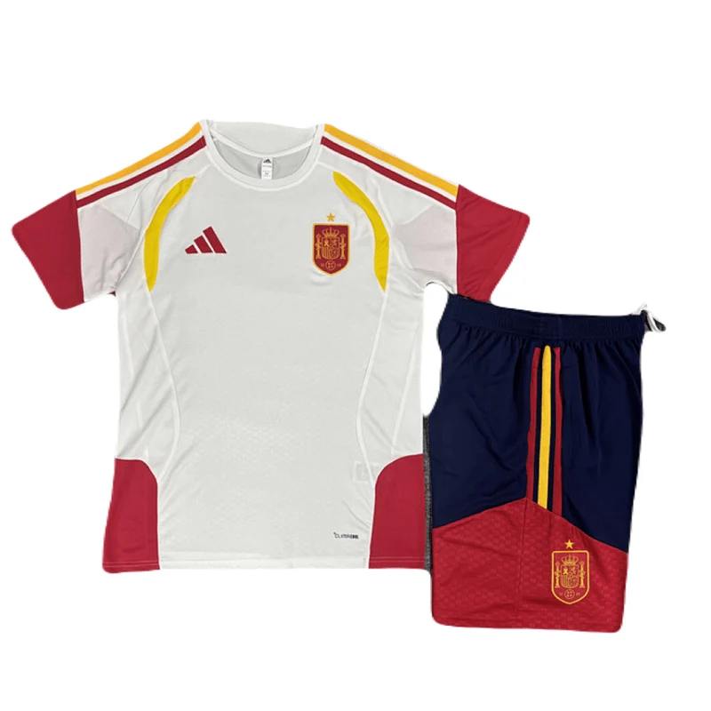 Kinder-Set Spanien Training 26/27 Trikot Weiß Und Shorts