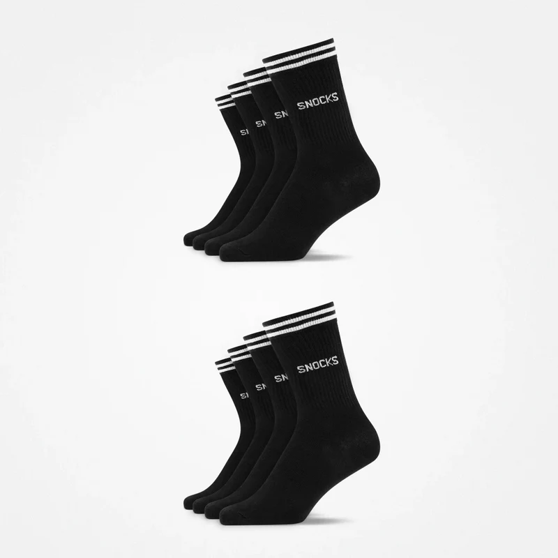 Hohe Sportsocken mit Streifen | Schwarz