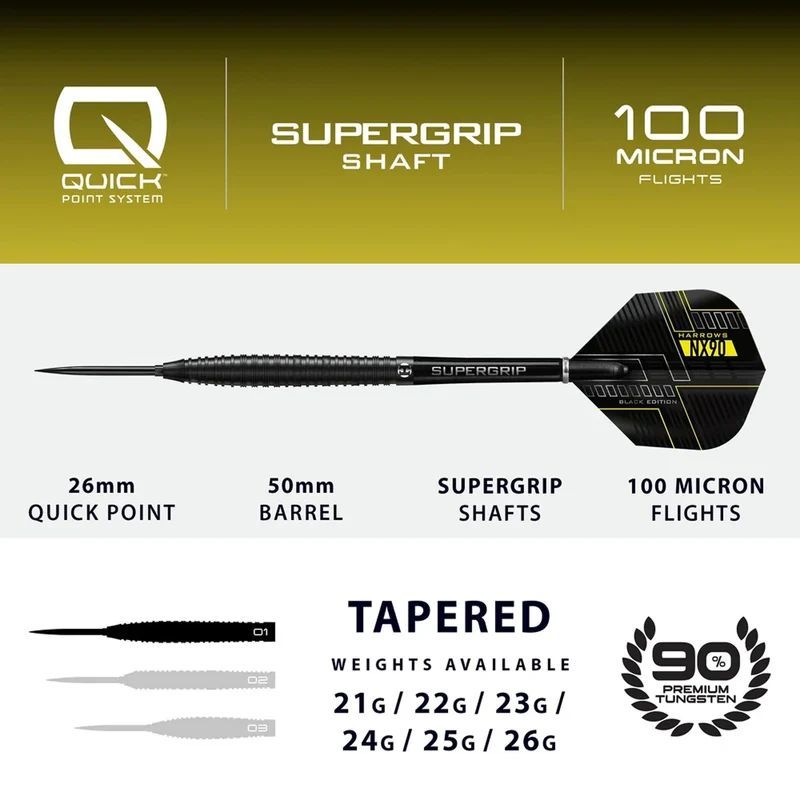 NX90 Black Edition 90% Tungsten - Quick Point Darts