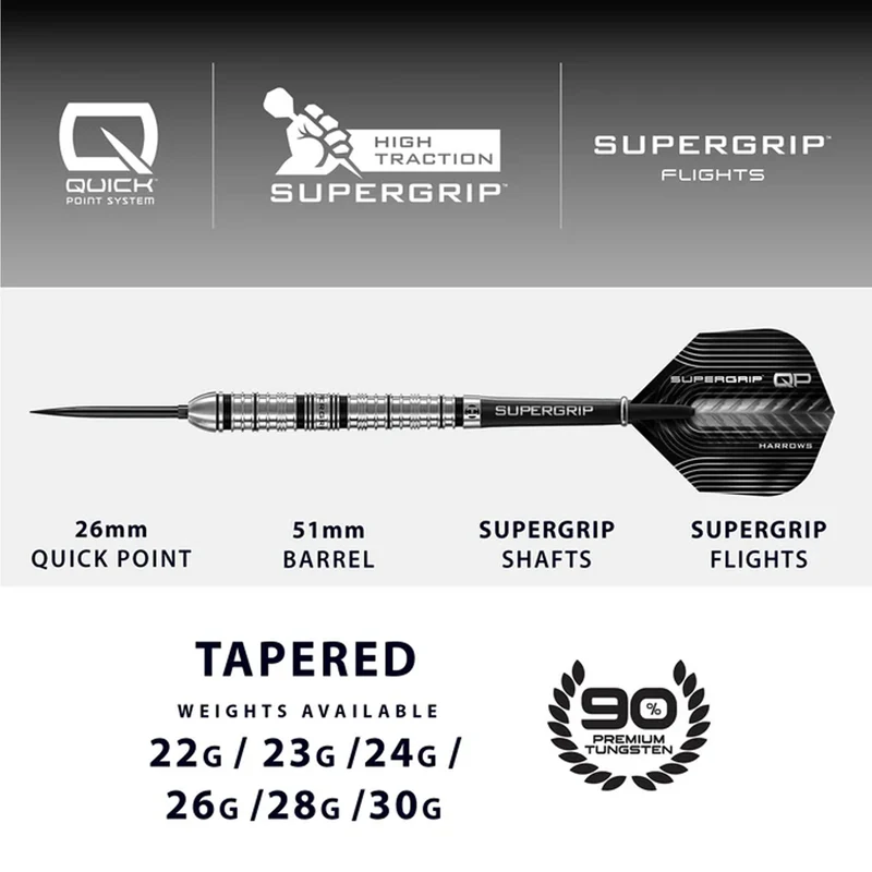 Supergrip QP 90% Quick Point Darts - Steel Tip Darts