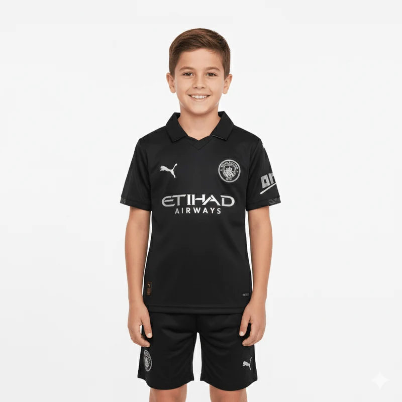 Kinder-Set Manchester City Auswärtsset 25/26 Trikot und Shorts