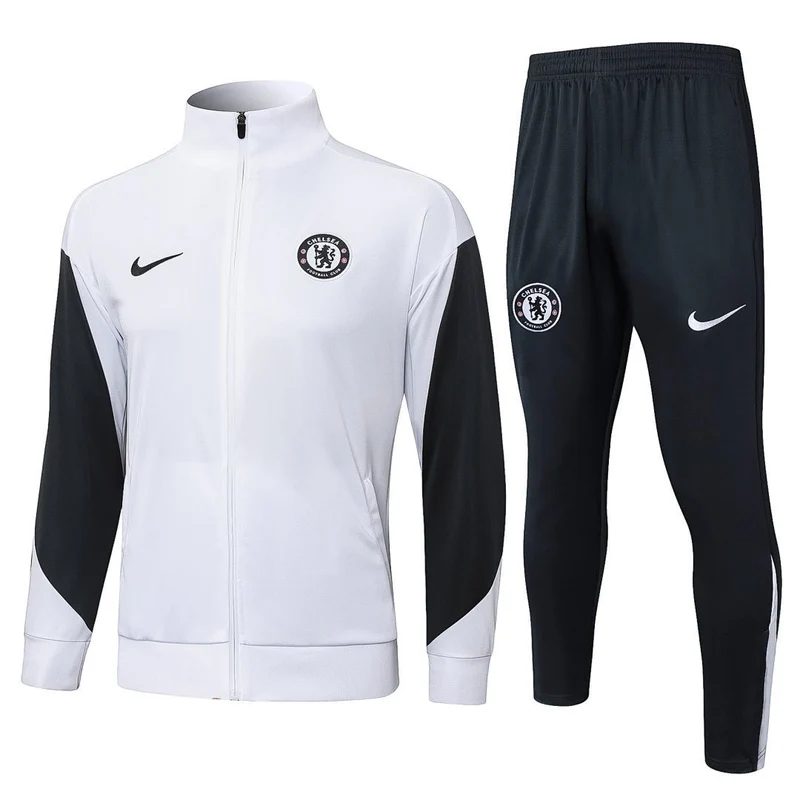 Chelsea Trainingsanzug 25/26 Jacke Weiß und Hose Schwarz