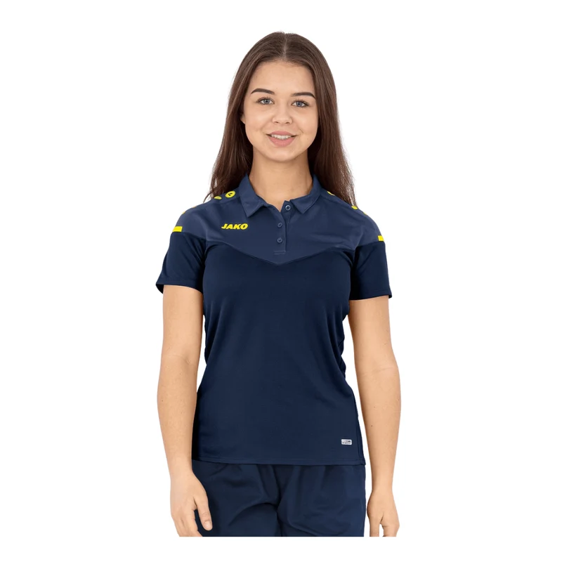 JAKO Damen Polo Champ 2.0 - marine/darkblue/neongelb