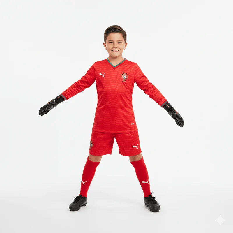 Kinder-Set Portugal Heimtrikot Langarm 26/27 Trikot und Shorts