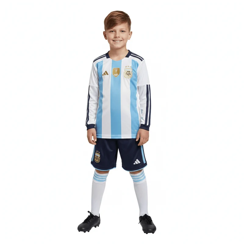 Kinder-Set Argentinien Langarm Heimtrikot 26/27 Trikot und Shorts