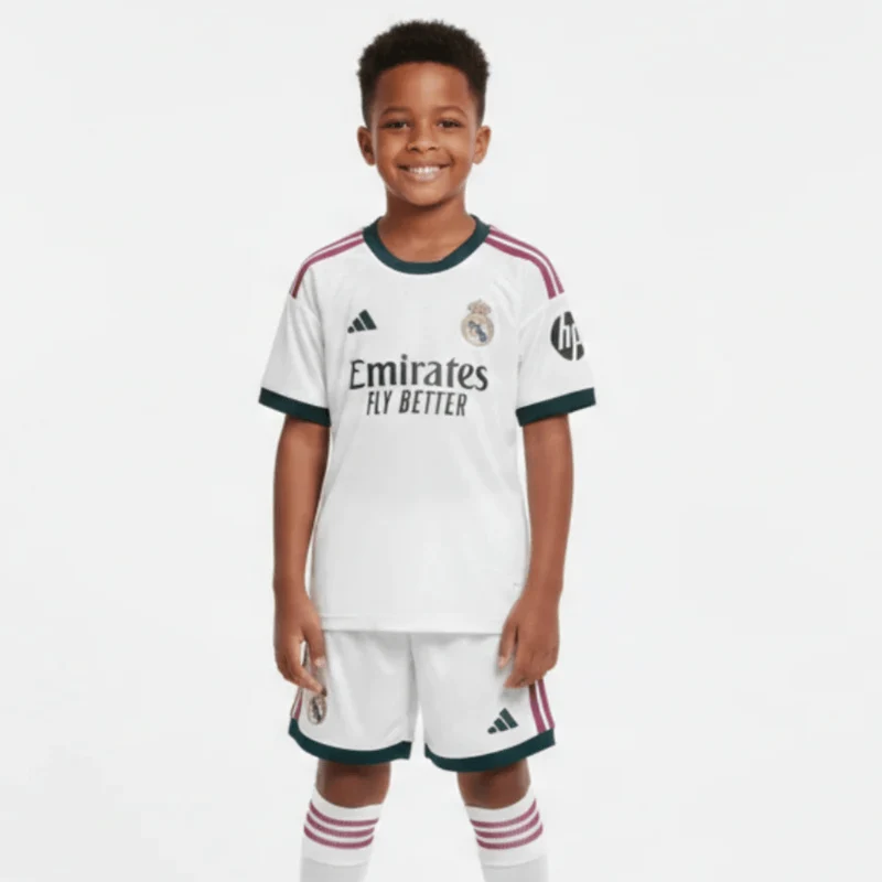Kinder-Set Real Madrid Heimtrikot 26/27 Trikot und Shorts Weiß