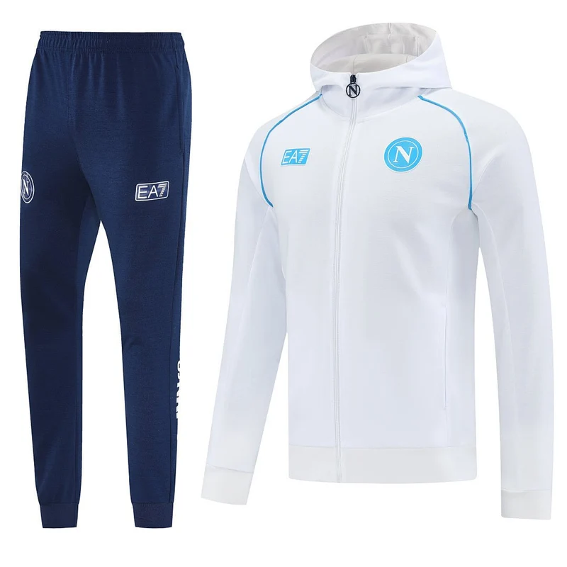 Napoli Trainingsanzug 25/26 Windacke Weiß und Hose Dunkelblau