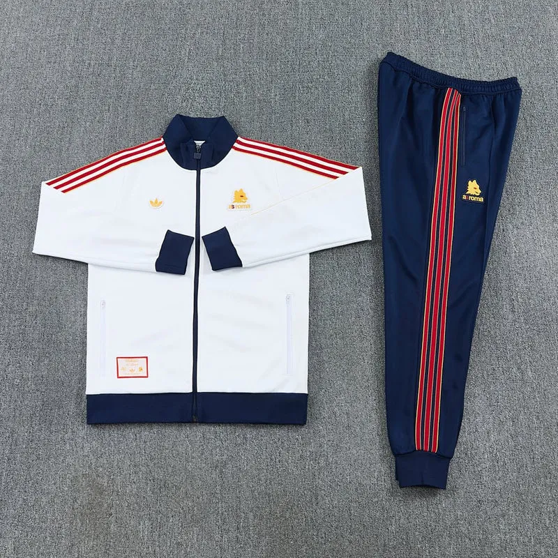 Roma Trainingsanzug 25/26 Jacke Weiß und Hose Blau Herren