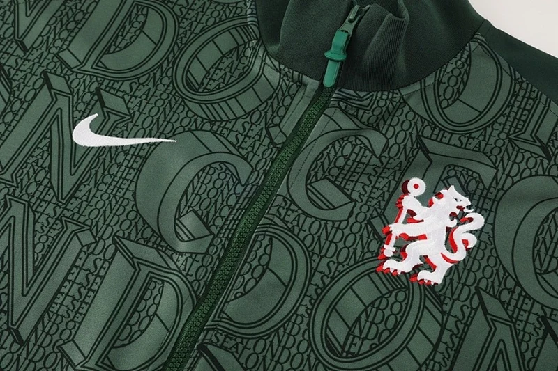 Chelsea Trainingsanzug 25/26 Jacke Grün und Hose Schwarz Herren