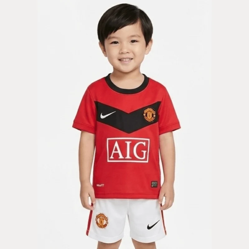 Manchester United Kinder-Set Heimtrikot 09/10 Rot und Weiß (Retro)