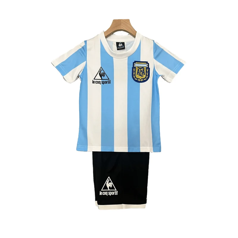 Argentinien Kinder-Set Heimtrikot 1986 Weiß und Schwarz (Retro)