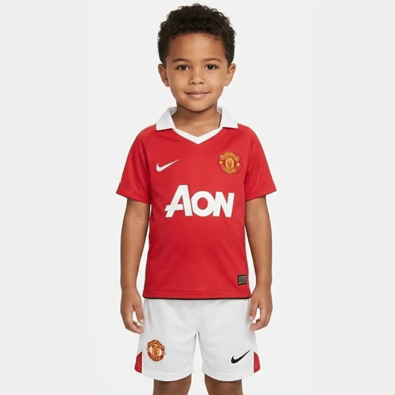 Manchester United Kinder-Set Heim 10/11 Rot und Weiß (Retro)