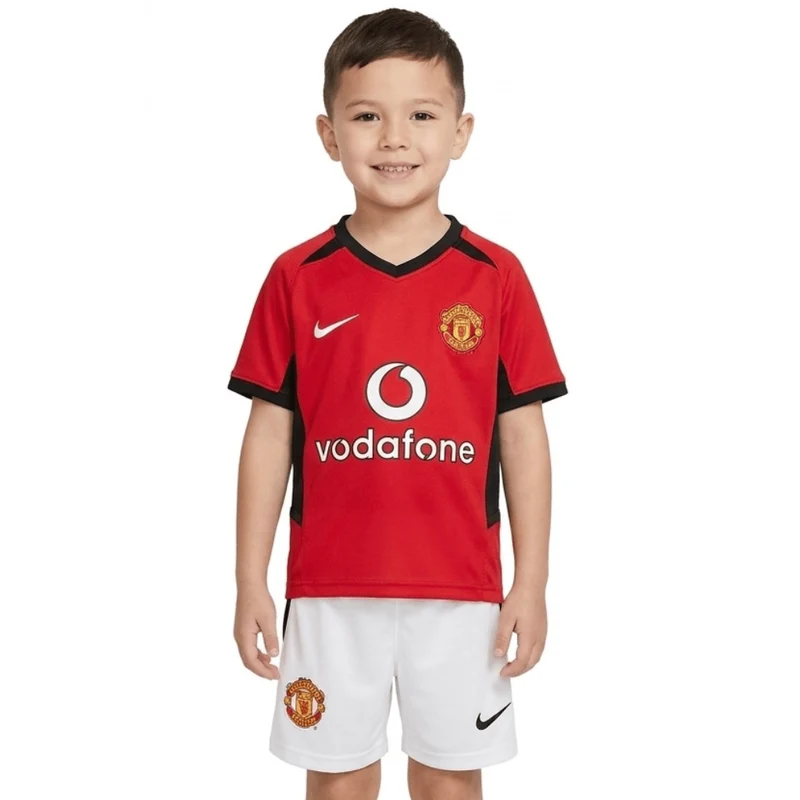 Manchester United Kinder-Set Heimtrikot 02/04 Rot und Weiß (Retro)