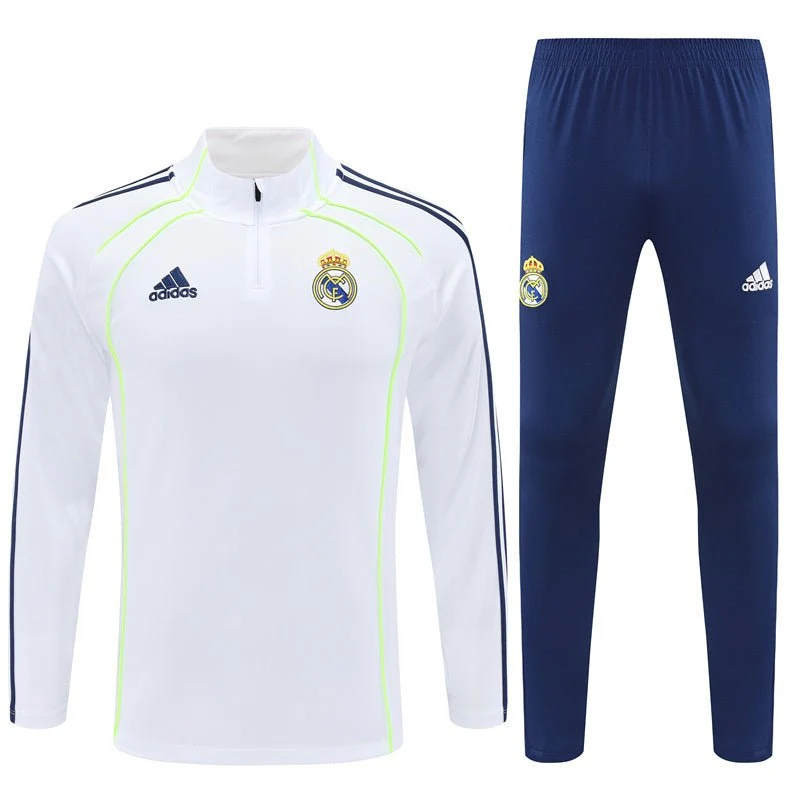 Real Madrid Trainingsanzug 25/26 Herren Jacke Weiß und Hose Dunkelblau