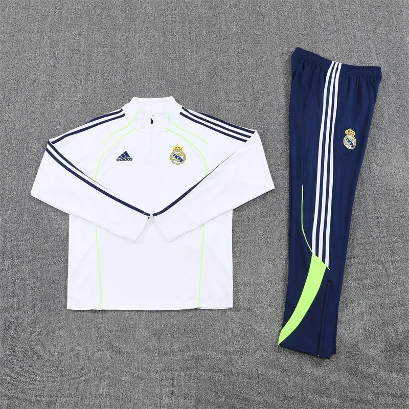 Real Madrid Trainingsanzug 25/26 Herren Jacke Weiß und Hose Dunkelblau