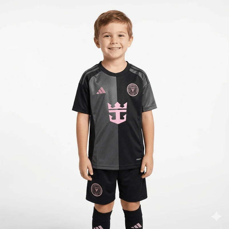 Kinder-Set Inter Miami Auswärtstrikot 25/26 Schwarz