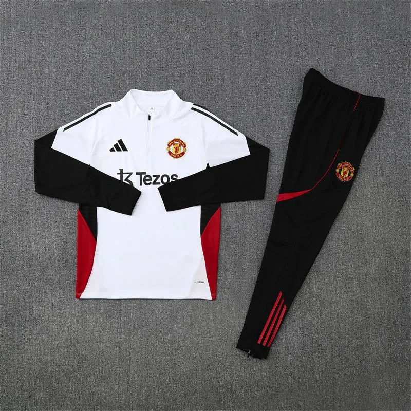 Manchester United Trainingsanzug 25/26 Herren Jacke Weiß und Hose