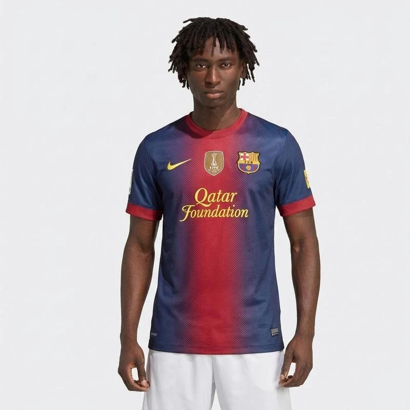 Barcelona Heimtrikot 12/13 Herren Fan-Version Blau und Granat (Retro)