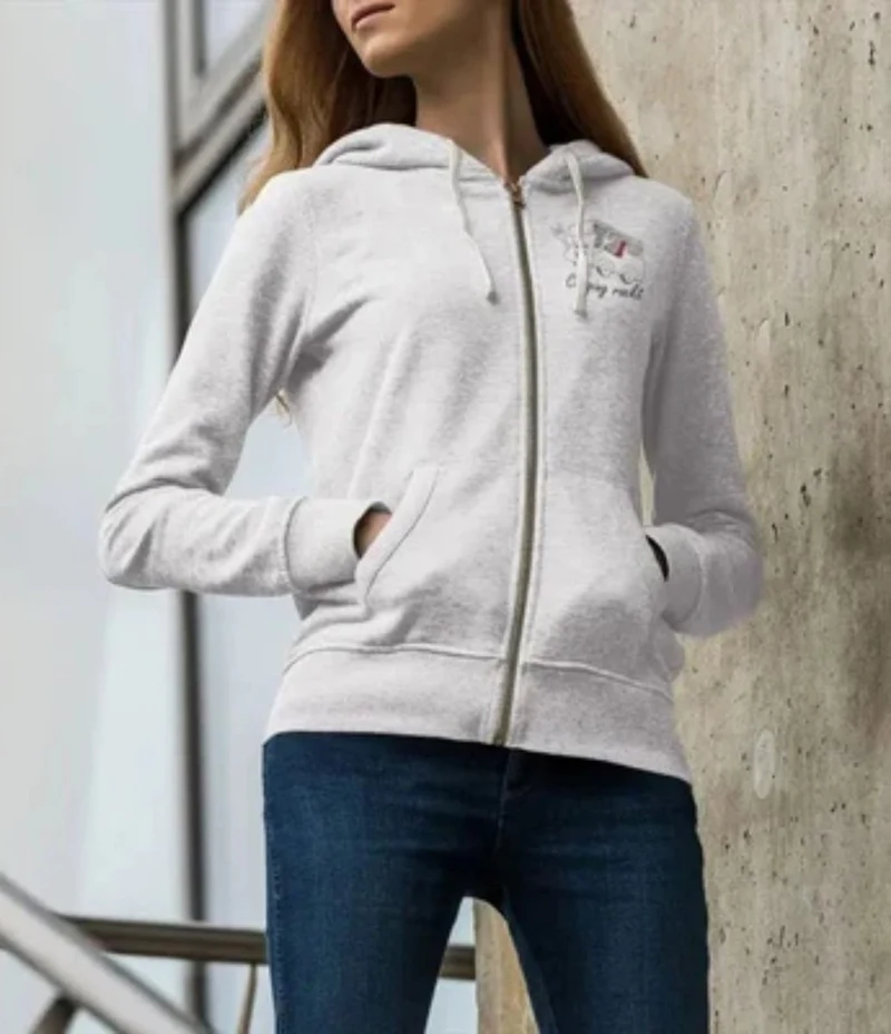 „Camping rockt!“ Damen Zip-Hoodie
