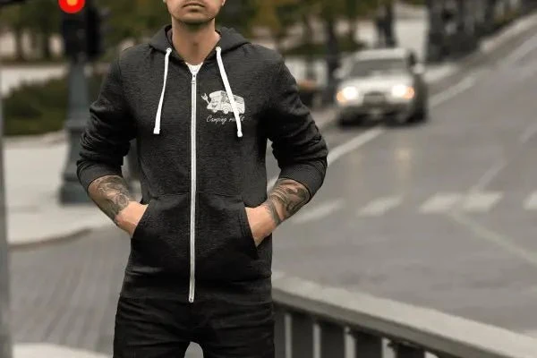 „Camping rockt!“ Zip-Hoodie