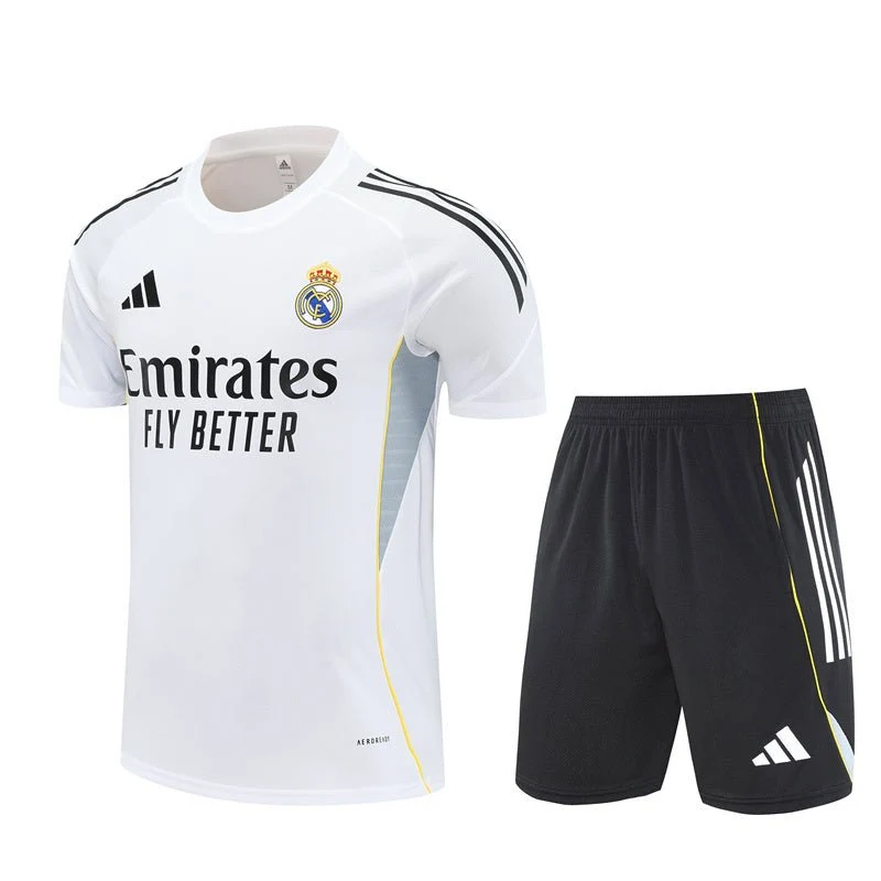 Real Madrid Madrid Trainingsset 25/26 Trikot Weiß und Shorts Schwarz