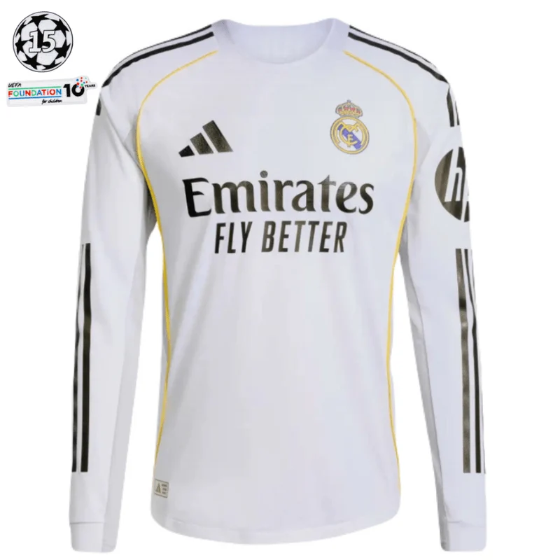 Real Madrid Langarm Heimtrikot 25/26 Herren Spieler-Version mit Patches