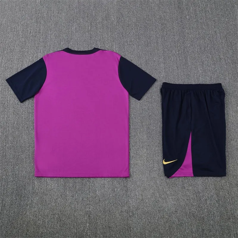 Barcelona Trainingsset 25/26 Trikot Lila und Shorts