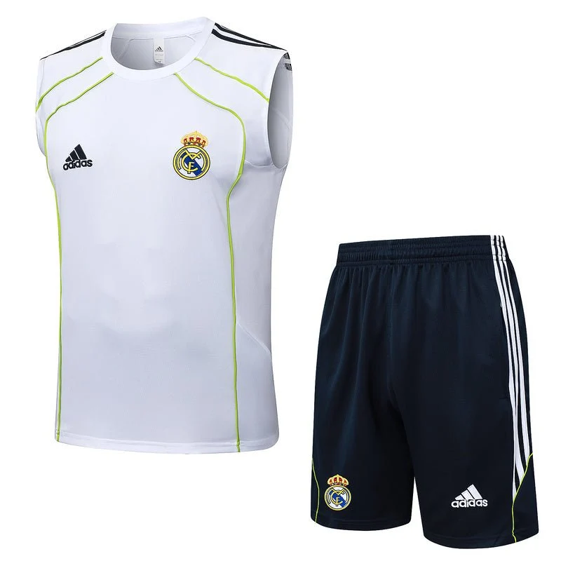 Real Madrid Trainingsset 25/26 Tanktop Weiß und Shorts Schwarz