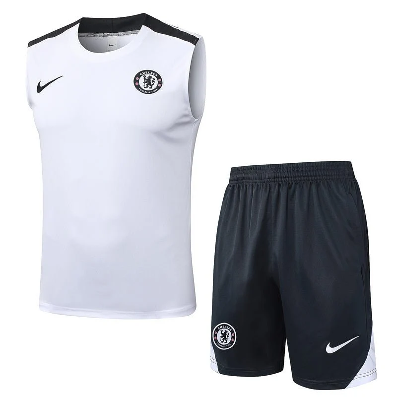 Chelsea Trainingsset 25/26 Tanktop Weiß und Shorts Schwarz