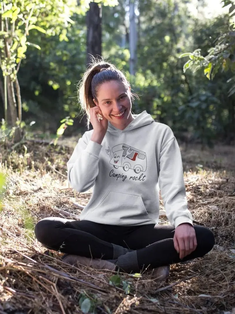 „Camping rockt!“ Damenhoodie
