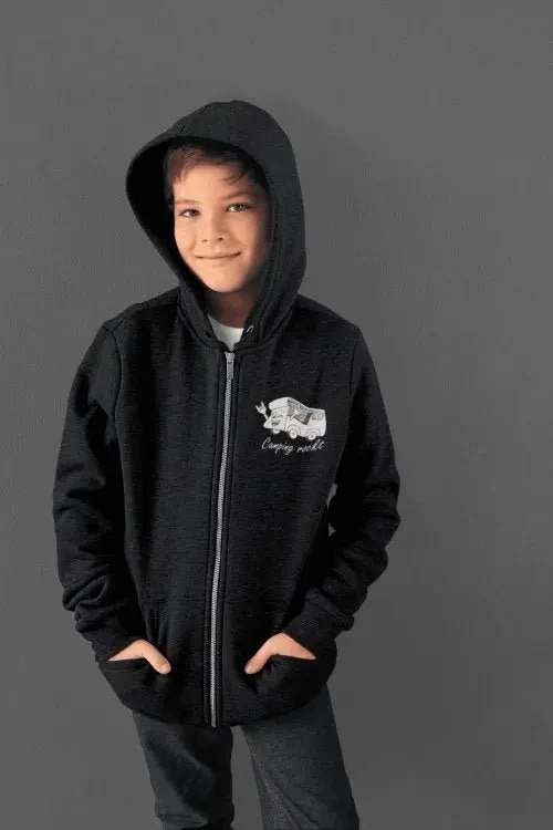 „Camping rockt!“ Kindersweatjacke