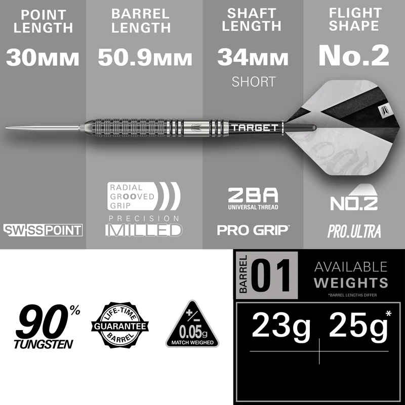 Beau Greaves G1 90% Tungsten - Swiss Point Steel Tip Darts