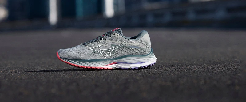 Mizuno Damen Wave Rider 27 - Perlblau/Weiß/High
